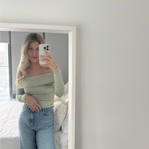 Green Off-Shoulder Top